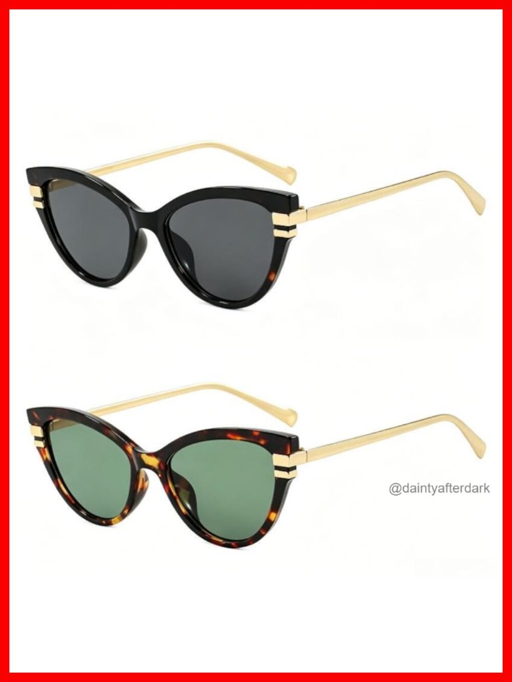 Retro Cat Eye Sunglasses for Women Gold Metal Frame UV400 Anti-Glare